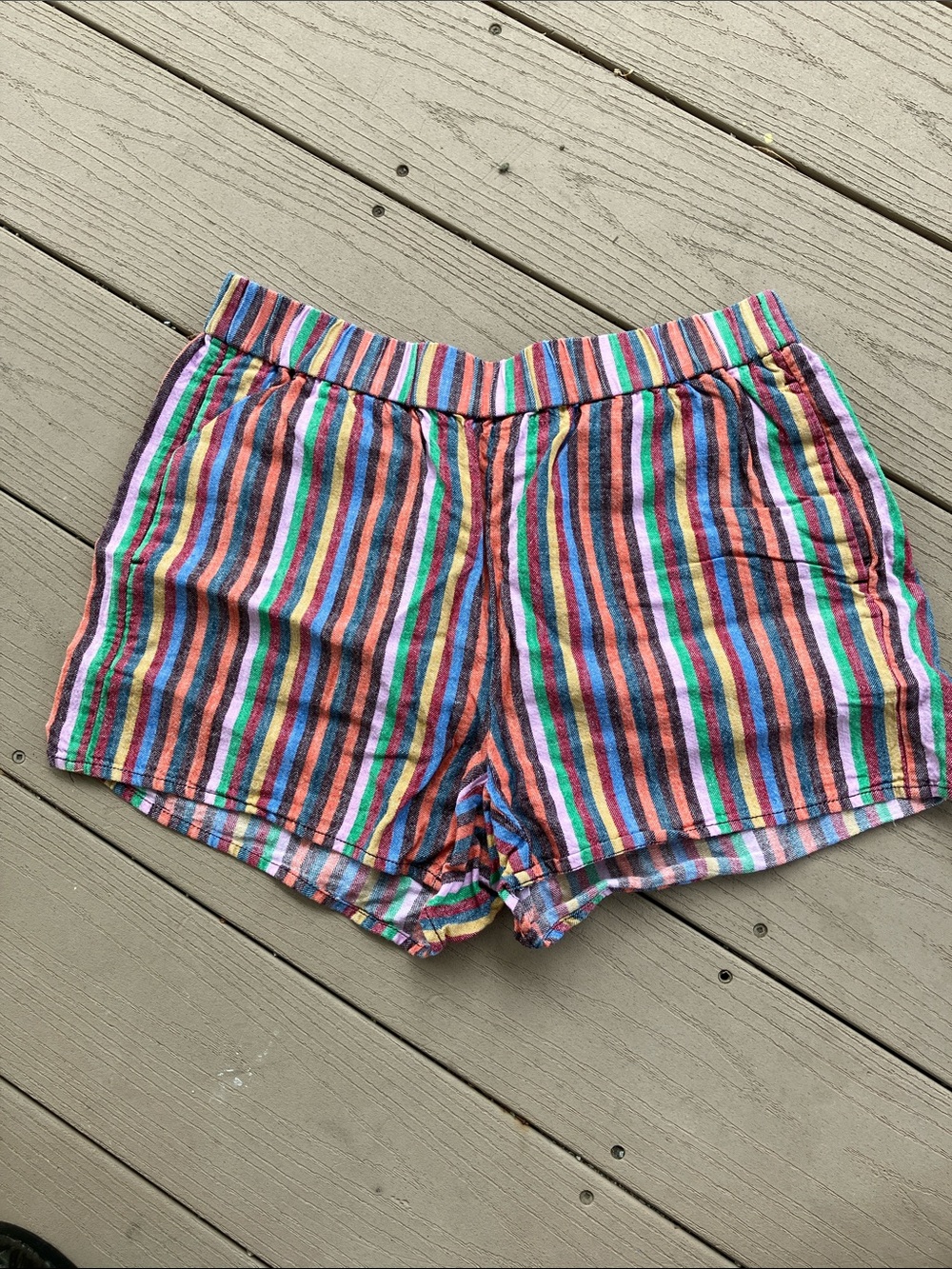Madewell Multicolor Striped Linen-Cotton Blend Shorts S